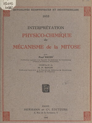 cover image of Interprétation physico-chimique du mécanisme de la mitose